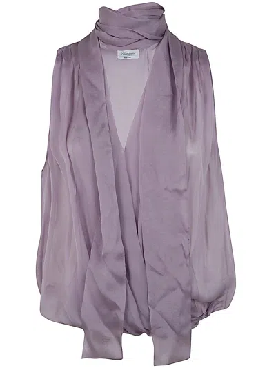 Blumarine 4c091a Blouse With Bow In Lavender