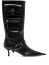 Blumarine 55mm Pocket Leather Boots In Black