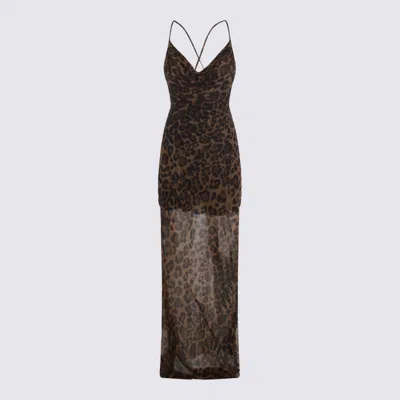 Blumarine Multicolor Maxi Dress In Animal Print