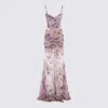 Blumarine Floral Cut-out Dress Spaghetti Straps In Multi