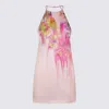 Blumarine Floral Halter Neck Sleeveless Mini Dress In Pink