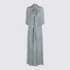 Blumarine Printed Chiffon Dress In Skylight/sterling