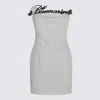 Blumarine Strapless Metallic Embellished Fitted Knee Length Dress In White