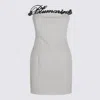 Blumarine Strapless Metallic Embellished Fitted Knee Length Dress In White