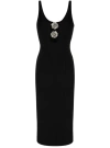 Blumarine Black Viscose Stretch Midi Dress In Black