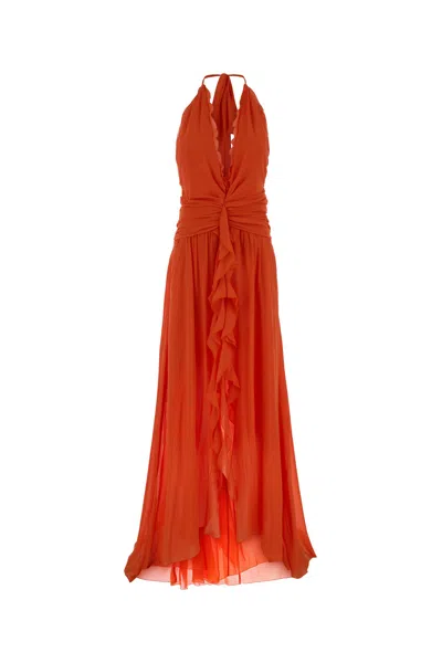 Blumarine Women Orange Georgette Long Dress