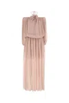 Blumarine Long Dress In Georgette With Balloon Sleeves In Pink