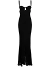 Blumarine Crochet-knit Gown Dress In Black
