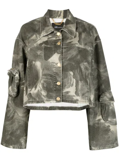 Blumarine Camouflage Cargo Jacket In Green