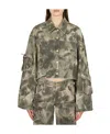 Blumarine Camouflage Cargo Jacket In Nude