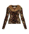 Blumarine Viscose Blend Cardigan With Faux Fur Collar In Brown