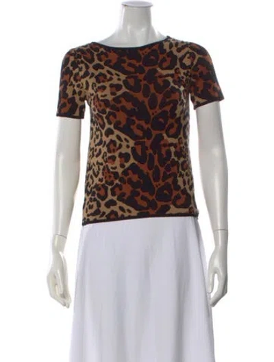 Pre-owned Blumarine Animal Print Bateau Neckline Top In Neutral