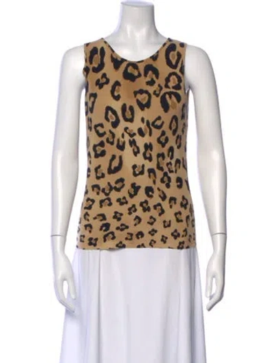 Pre-owned Blumarine Animal Print Crew Neck Top In Neutral