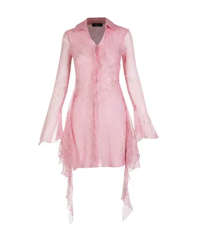 Blumarine Animal Print Draped Dress In Pink
