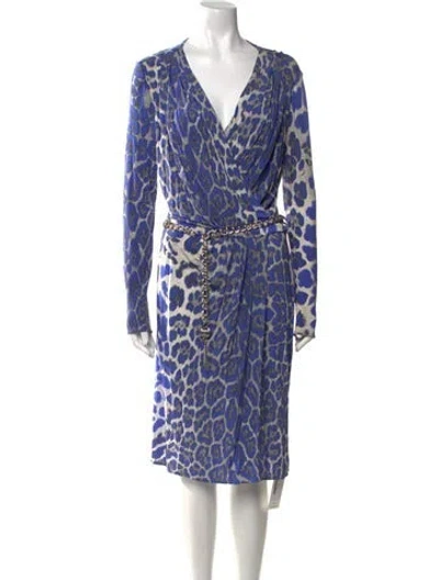Pre-owned Blumarine Animal Print Knee-length Dress In Blue