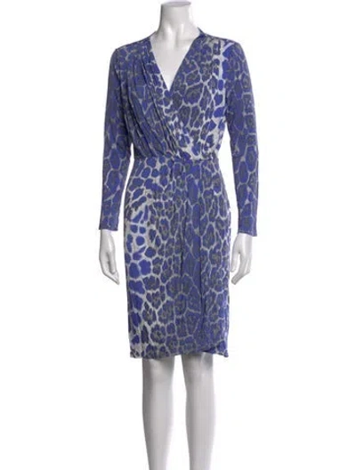 Pre-owned Blumarine Animal Print Knee-length Dress In Blue