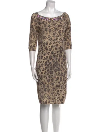Pre-owned Blumarine Animal Print Knee-length Dress In Neutral