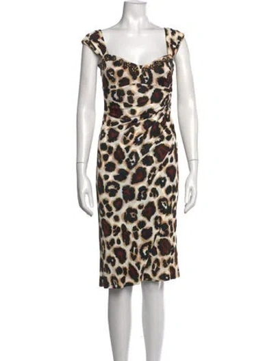 Pre-owned Blumarine Animal Print Knee-length Dress In Neutrals