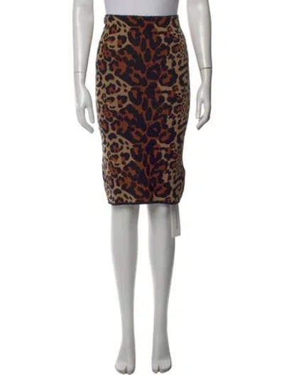 Pre-owned Blumarine Animal Print Knee-length Skirt W/ Tags In Brown