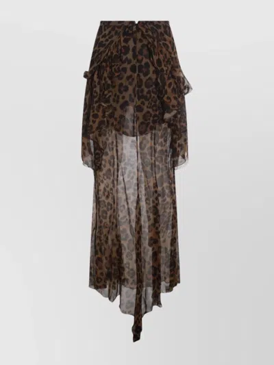 BLUMARINE ANIMAL PRINT LAYERED SHEER SKIRT