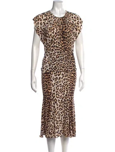Pre-owned Blumarine Animal Print Midi Length Dress In Neutral