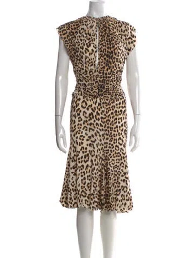 Pre-owned Blumarine Animal Print Midi Length Dress In Neutrals