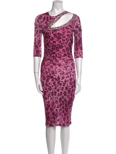 Pre-owned Blumarine Animal Print Midi Length Dress In Pink