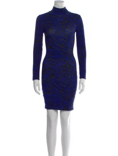 Pre-owned Blumarine Animal Print Mini Dress In Blue