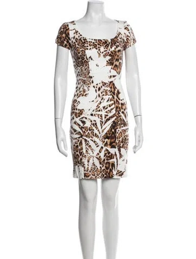 Pre-owned Blumarine Animal Print Mini Dress In White