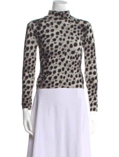 Pre-owned Blumarine Animal Print Mock Neck Top In Black