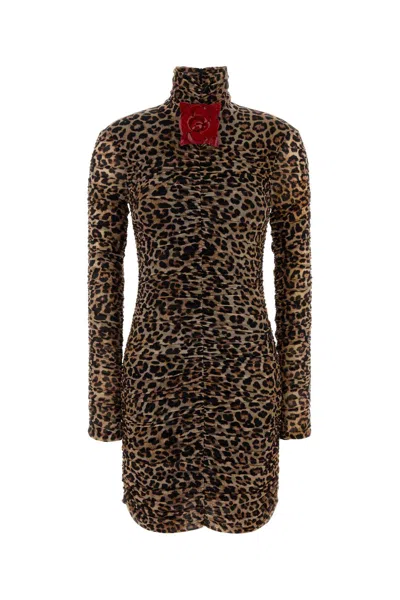 Blumarine Animal Print Printed Mini T-shirt Dress In Blue