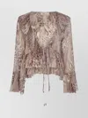 Blumarine Animal Print Ruffled Flared Cuffs Tops