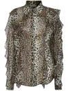 Blumarine Silk Chiffon Leopard Shirt In Animal Print