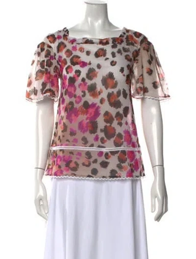 Pre-owned Blumarine Animal Print Square Neckline Top In Brown