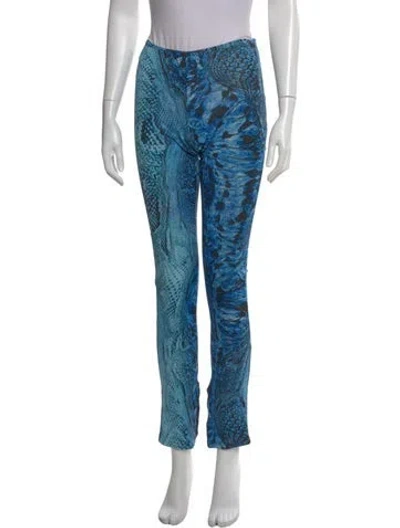 Pre-owned Blumarine Animal Print Straight Leg Pants In Blue