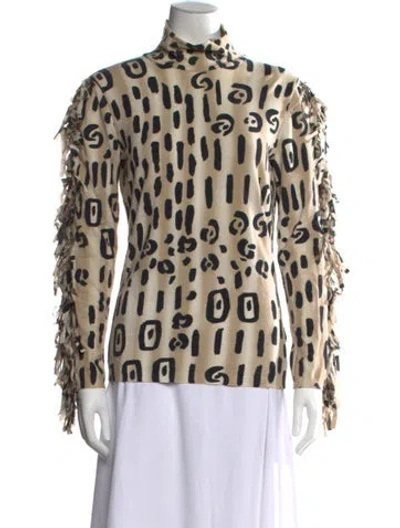 Pre-owned Blumarine Animal Print Turtleneck Top In Neutral