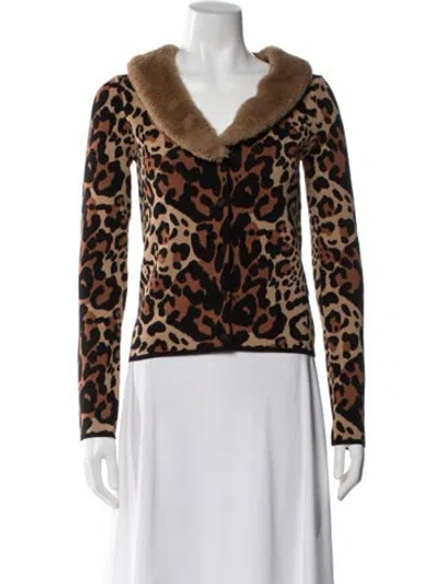Pre-owned Blumarine Animal Print V-neck Sweater In Multi