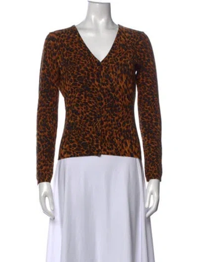 Pre-owned Blumarine Animal Print V-neck Top In Brown