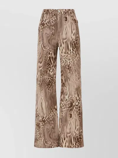 Blumarine Leopard Print Mid Rise Boyfriend Jeans In Brown