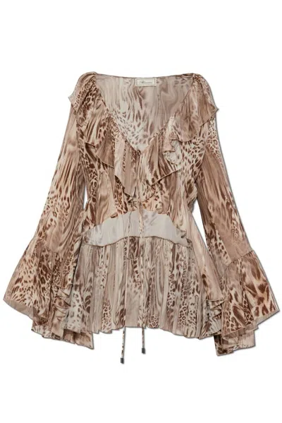 Blumarine Printed Chiffon Blouse In Multi