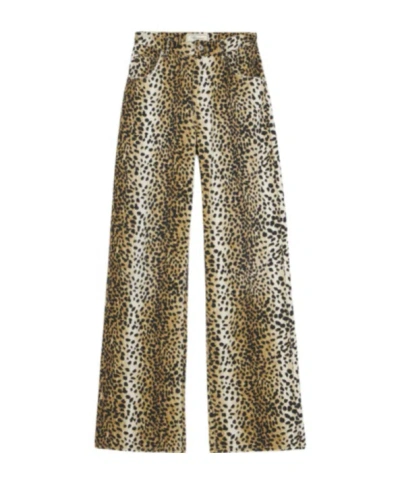 Blumarine Animal Printed Trousers In Nude