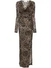 Blumarine Leopard-print Wool Jersey Maxi Dress In Neutrals