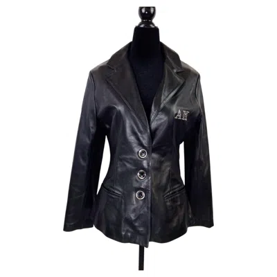 Pre-owned Blumarine Anna Molinari  Vintage '90s Leather Blazer In Black