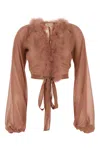 BLUMARINE ANTIQUED PINK GEORGETTE BLOUSE