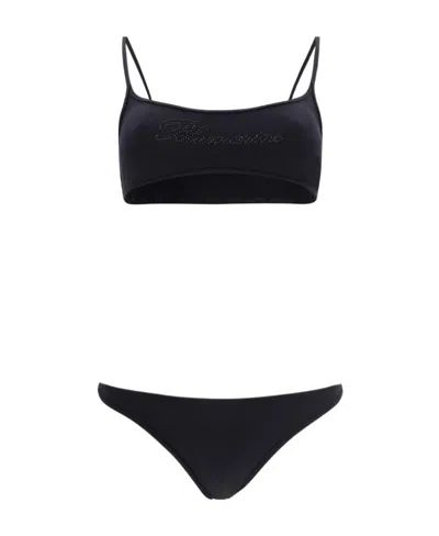 Blumarine Black Rhinestone Bikini In N0990 Nero