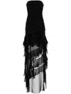 Blumarine Strapless Floor-length Dress Sheer Panels In Black