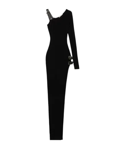 BLUMARINE BLUMARINE ONE-SLEEVED RIBBED-KNIT ASYMMETRIC DRESS