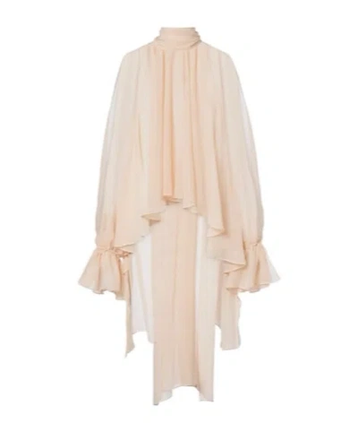 Blumarine Asymmetric Georgette Blouse In Neutral