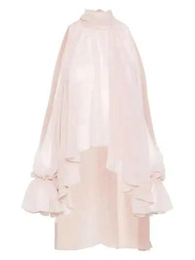 Blumarine Asymmetric Georgette Blouse In Multicolor