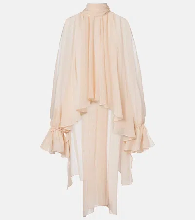 Blumarine Asymmetric Georgette Blouse In Pink